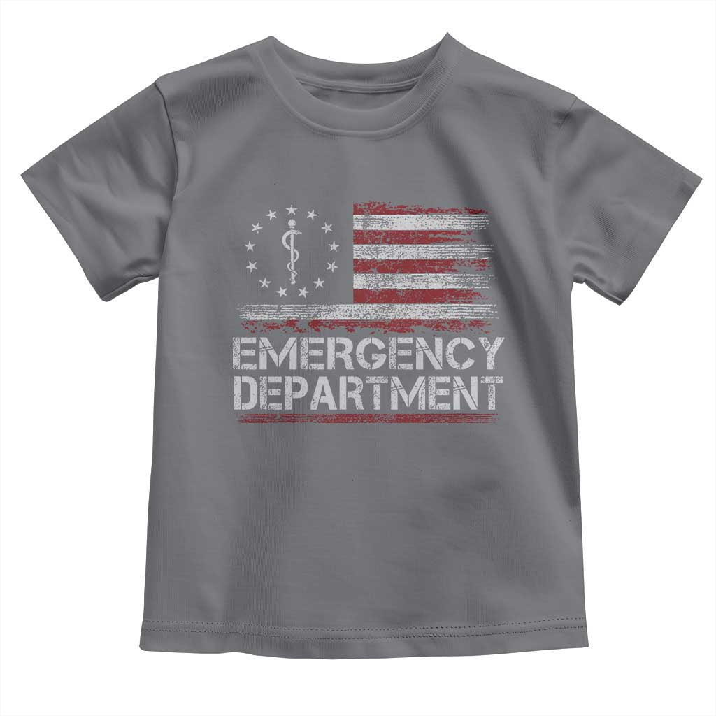 ER Nurse Emegency Department Toddler T Shirt Vintage American Flag Healthcare Nursing TS11 Charcoal Print Your Wear