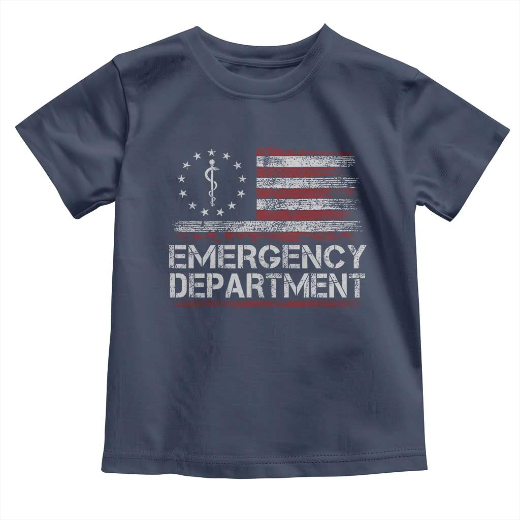 ER Nurse Emegency Department Toddler T Shirt Vintage American Flag Healthcare Nursing TS11 Navy Print Your Wear
