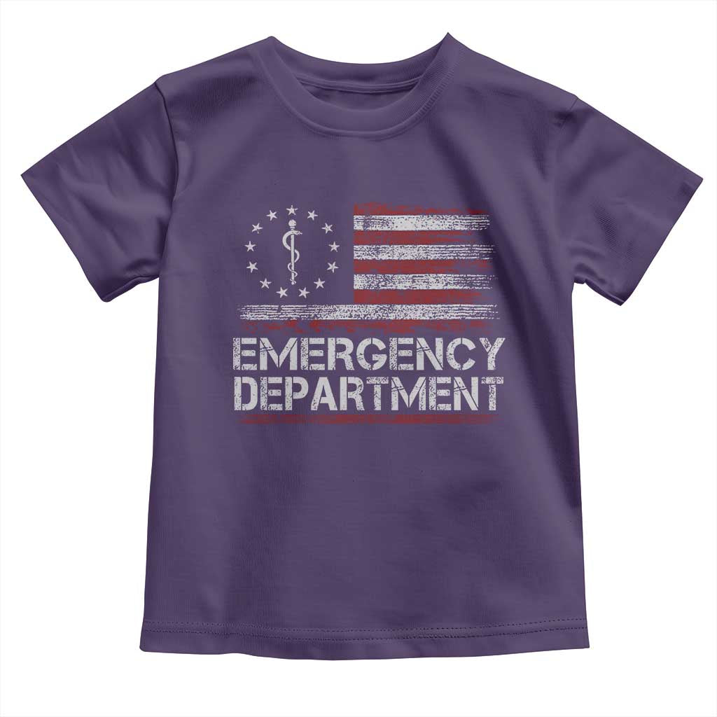 ER Nurse Emegency Department Toddler T Shirt Vintage American Flag Healthcare Nursing TS11 Purple Print Your Wear