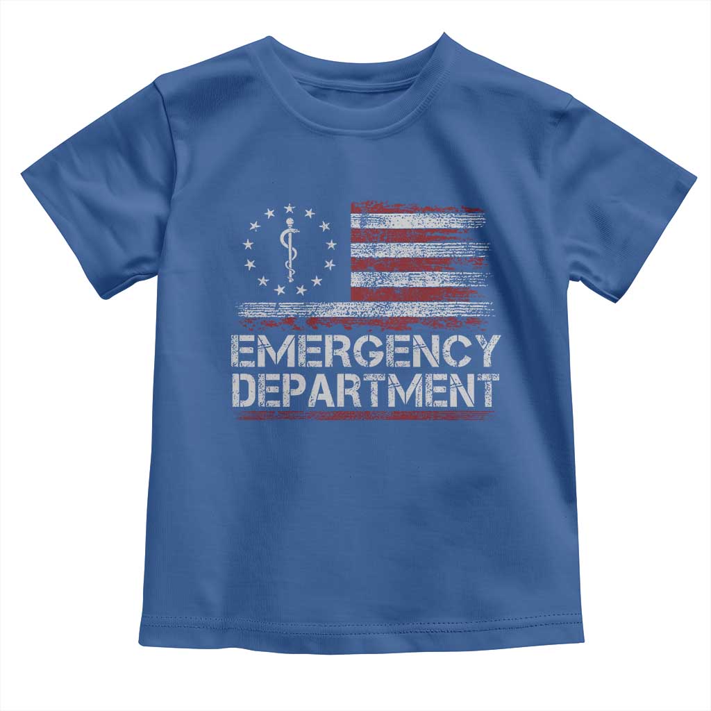 ER Nurse Emegency Department Toddler T Shirt Vintage American Flag Healthcare Nursing TS11 Royal Blue Print Your Wear