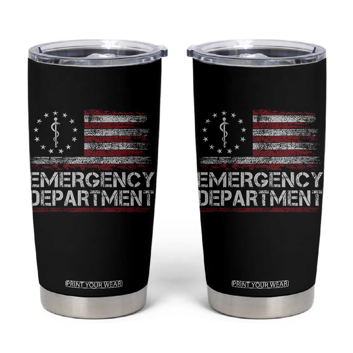 ER Nurse Emegency Department Tumbler Cup Vintage American Flag Healthcare Nursing TS11 Black Print Your Wear