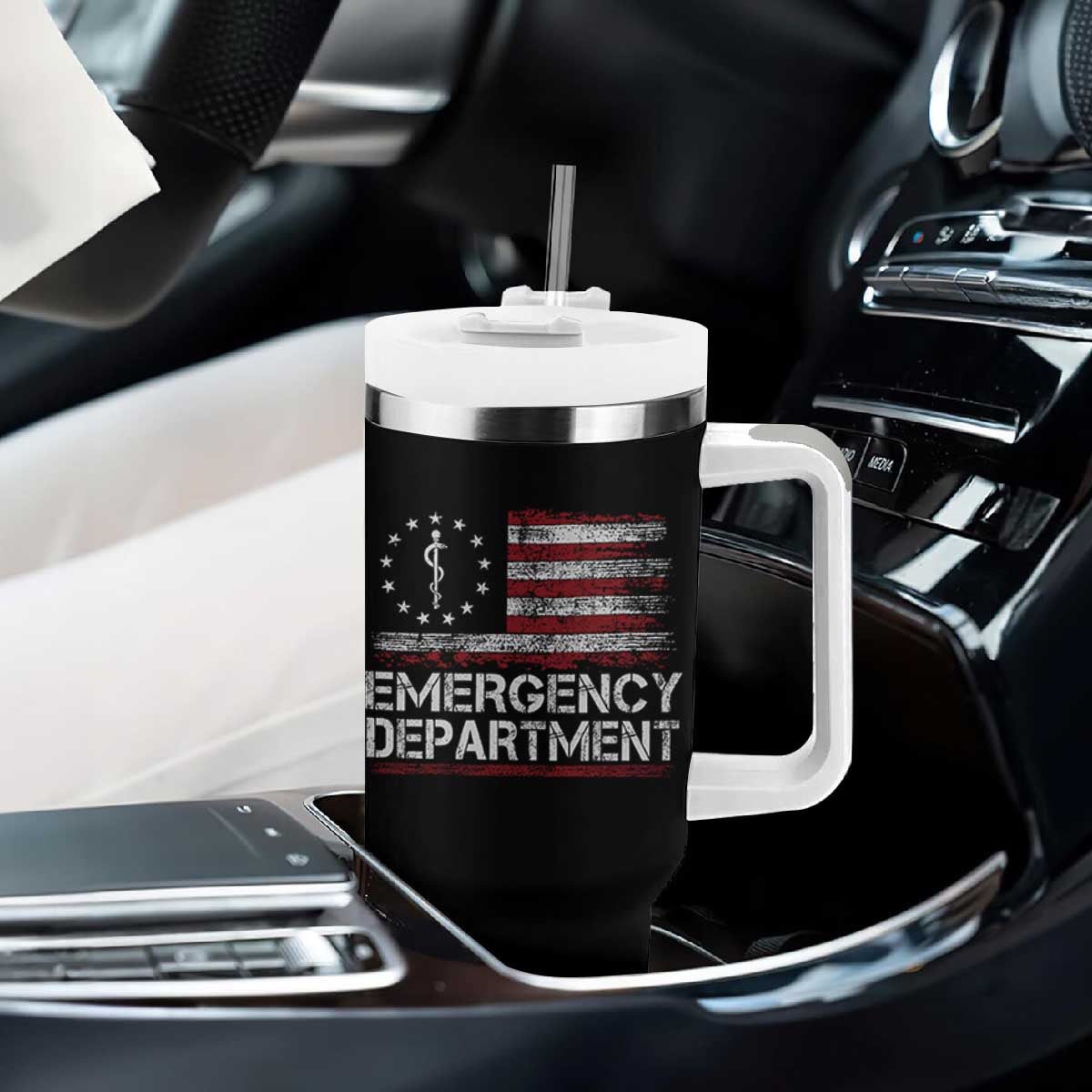 ER Nurse Emegency Department Tumbler With Handle Vintage American Flag Healthcare Nursing TS11 Print Your Wear