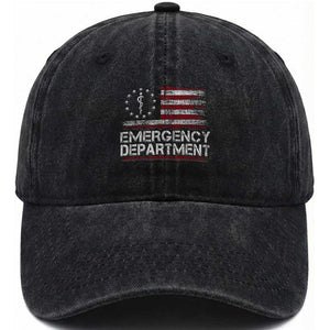 ER Nurse Emegency Department Washed Cotton Baseball Cap Vintage American Flag Healthcare Nursing TS11 Print Your Wear