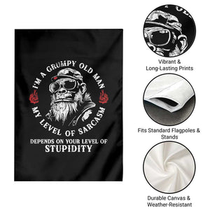 I Am A Grumpy Old Man My Level Of Sarcasm Depends On Your Level Of Stupidity Garden Flag Funny Old Bigfoot