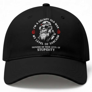 I Am A Grumpy Old Man My Level Of Sarcasm Depends On Your Level Of Stupidity Baseball Cap Funny Old Bigfoot