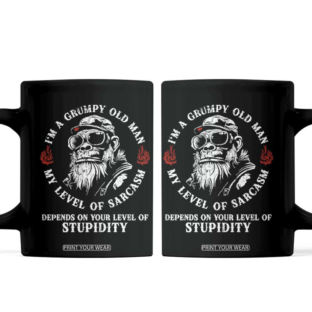 I Am A Grumpy Old Man My Level Of Sarcasm Depends On Your Level Of Stupidity Coffee Mug Funny Old Bigfoot