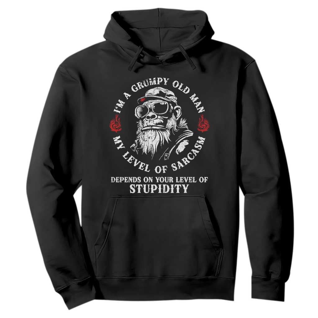 I Am A Grumpy Old Man My Level Of Sarcasm Depends On Your Level Of Stupidity Hoodie Funny Old Bigfoot TS11 Black Print Your Wear
