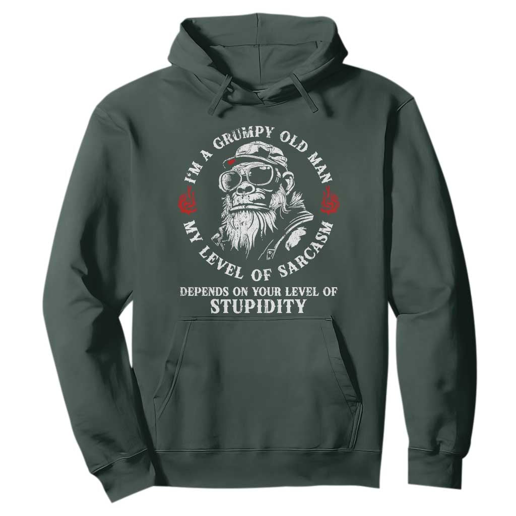 I Am A Grumpy Old Man My Level Of Sarcasm Depends On Your Level Of Stupidity Hoodie Funny Old Bigfoot
