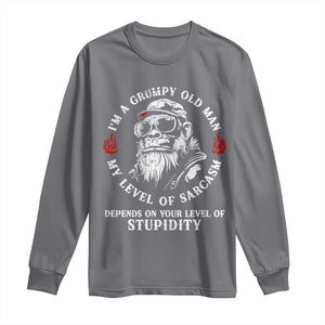 I Am A Grumpy Old Man My Level Of Sarcasm Depends On Your Level Of Stupidity Long Sleeve Shirt Funny Old Bigfoot