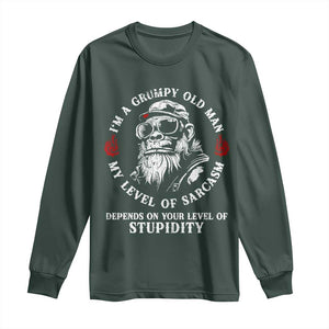 I Am A Grumpy Old Man My Level Of Sarcasm Depends On Your Level Of Stupidity Long Sleeve Shirt Funny Old Bigfoot