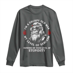 I Am A Grumpy Old Man My Level Of Sarcasm Depends On Your Level Of Stupidity Long Sleeve Shirt Funny Old Bigfoot