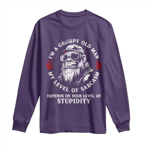 I Am A Grumpy Old Man My Level Of Sarcasm Depends On Your Level Of Stupidity Long Sleeve Shirt Funny Old Bigfoot
