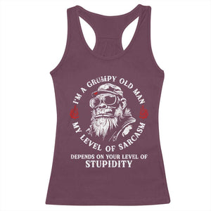 I Am A Grumpy Old Man My Level Of Sarcasm Depends On Your Level Of Stupidity Racerback Tank Top Funny Old Bigfoot
