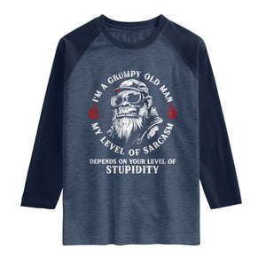 I Am A Grumpy Old Man My Level Of Sarcasm Depends On Your Level Of Stupidity Raglan Shirt Funny Old Bigfoot