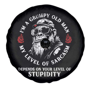 I Am A Grumpy Old Man My Level Of Sarcasm Depends On Your Level Of Stupidity Spare Tire Cover Funny Old Bigfoot