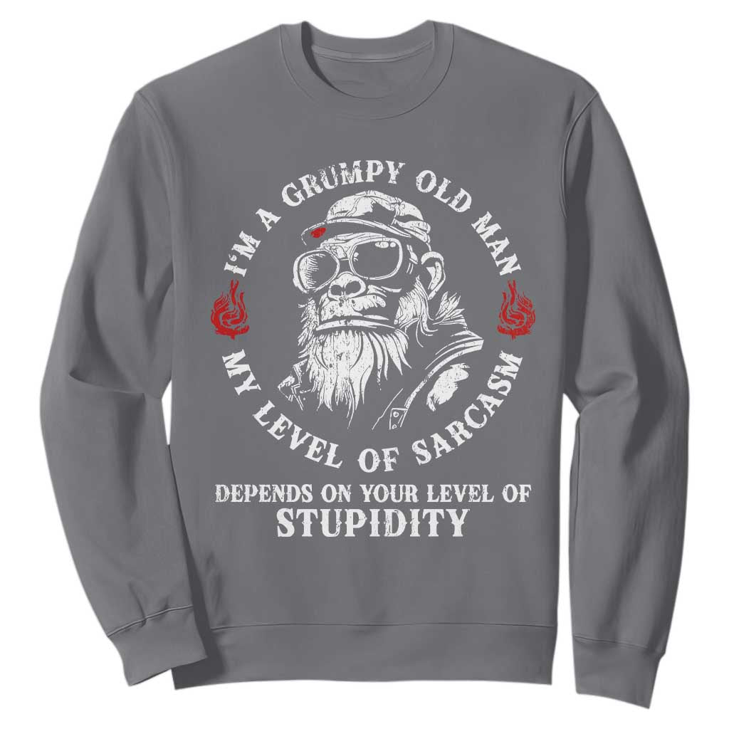 I Am A Grumpy Old Man My Level Of Sarcasm Depends On Your Level Of Stupidity Sweatshirt Funny Old Bigfoot