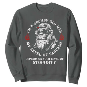 I Am A Grumpy Old Man My Level Of Sarcasm Depends On Your Level Of Stupidity Sweatshirt Funny Old Bigfoot