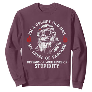 I Am A Grumpy Old Man My Level Of Sarcasm Depends On Your Level Of Stupidity Sweatshirt Funny Old Bigfoot