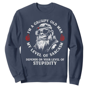 I Am A Grumpy Old Man My Level Of Sarcasm Depends On Your Level Of Stupidity Sweatshirt Funny Old Bigfoot