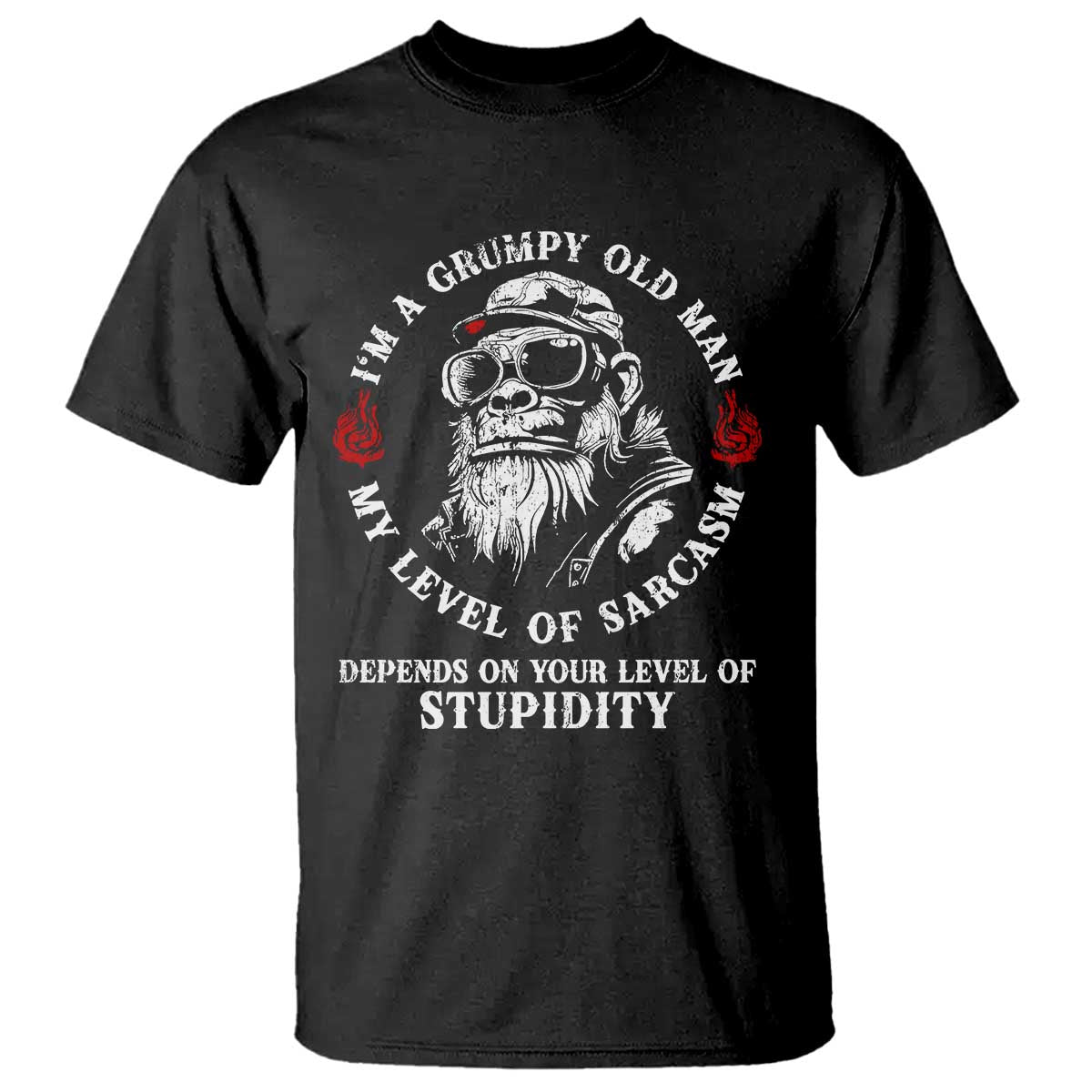 I Am A Grumpy Old Man My Level Of Sarcasm Depends On Your Level Of Stupidity T Shirt Funny Old Bigfoot