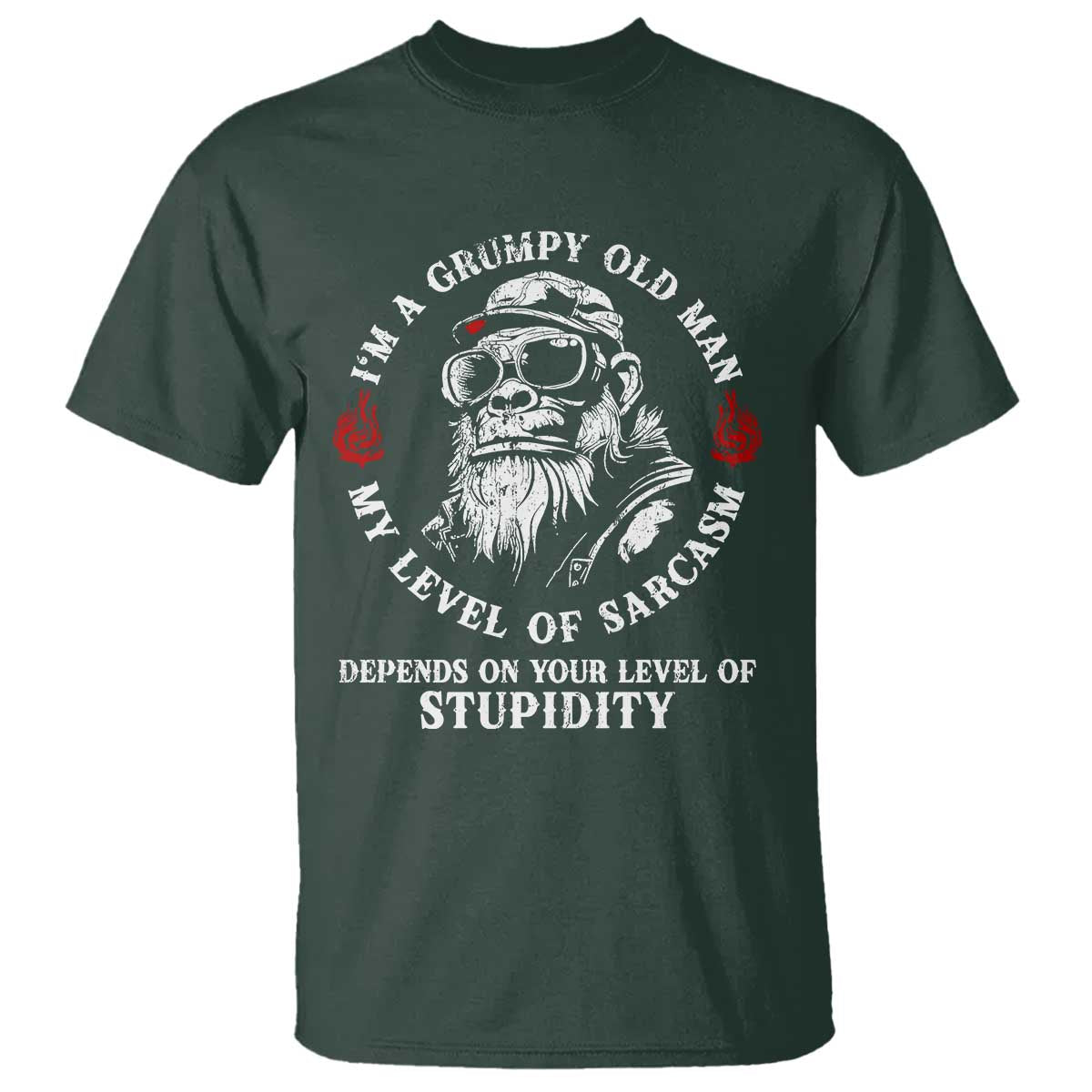I Am A Grumpy Old Man My Level Of Sarcasm Depends On Your Level Of Stupidity T Shirt Funny Old Bigfoot