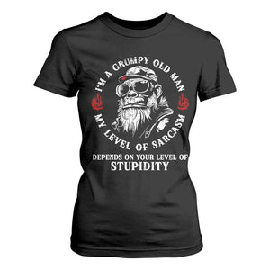 I Am A Grumpy Old Man My Level Of Sarcasm Depends On Your Level Of Stupidity T Shirt For Women Funny Old Bigfoot