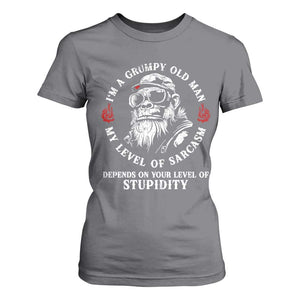 I Am A Grumpy Old Man My Level Of Sarcasm Depends On Your Level Of Stupidity T Shirt For Women Funny Old Bigfoot