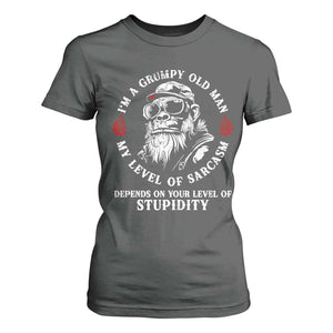 I Am A Grumpy Old Man My Level Of Sarcasm Depends On Your Level Of Stupidity T Shirt For Women Funny Old Bigfoot