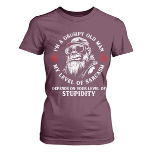 I Am A Grumpy Old Man My Level Of Sarcasm Depends On Your Level Of Stupidity T Shirt For Women Funny Old Bigfoot