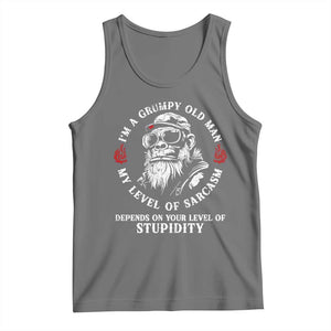 I Am A Grumpy Old Man My Level Of Sarcasm Depends On Your Level Of Stupidity Tank Top Funny Old Bigfoot