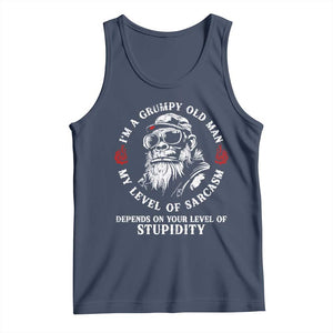 I Am A Grumpy Old Man My Level Of Sarcasm Depends On Your Level Of Stupidity Tank Top Funny Old Bigfoot