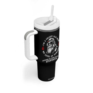 I Am A Grumpy Old Man My Level Of Sarcasm Depends On Your Level Of Stupidity Tumbler With Handle Funny Old Bigfoot