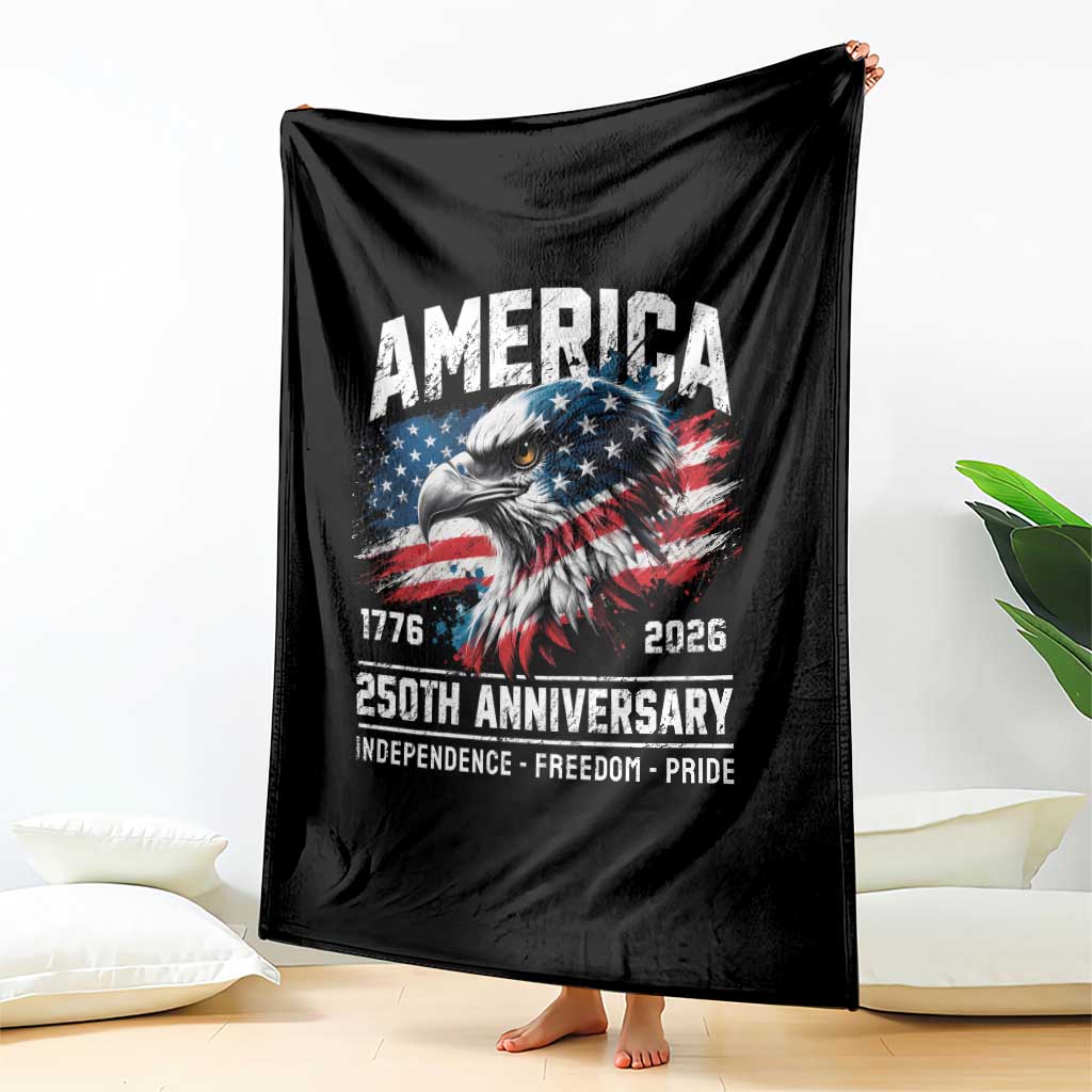 America 250th Anniversary Throw Blanket USA Patriotic Eagle 1776 2026 Independence Freedom Pride TS11 Print Your Wear