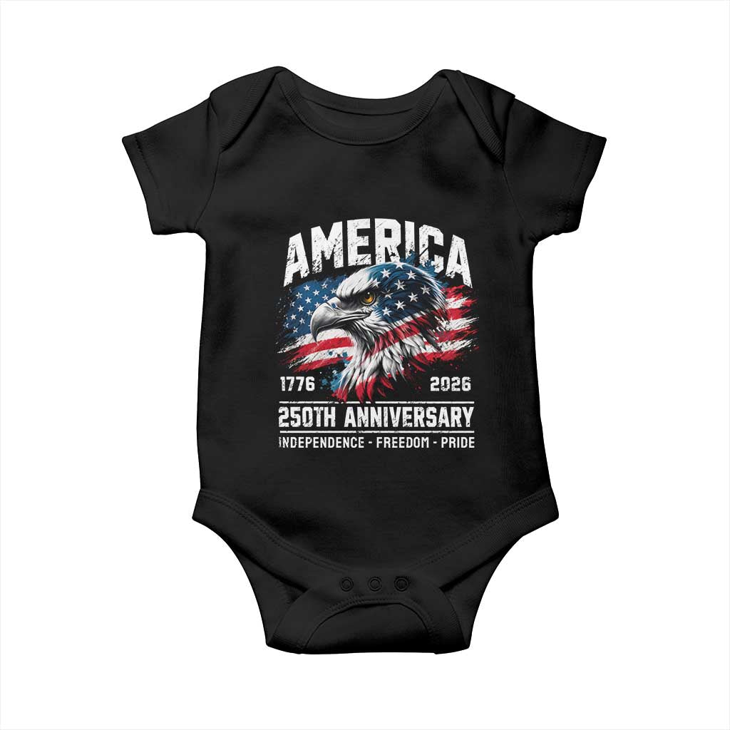 America 250th Anniversary Baby Onesie USA Patriotic Eagle 1776 2026 Independence Freedom Pride TS11 Black Print Your Wear