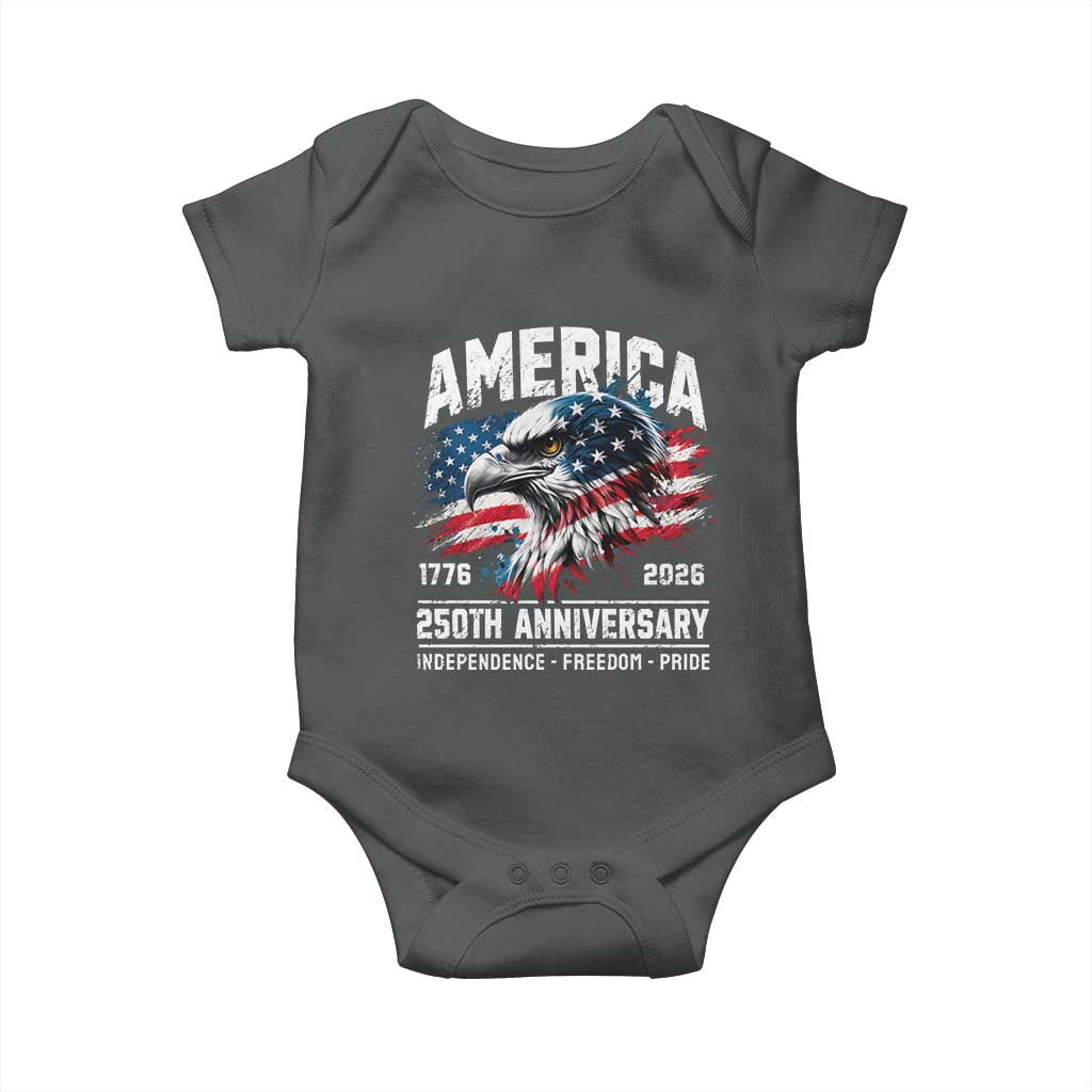 America 250th Anniversary Baby Onesie USA Patriotic Eagle 1776 2026 Independence Freedom Pride TS11 Dark Heather Print Your Wear