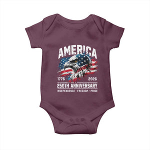 America 250th Anniversary Baby Onesie USA Patriotic Eagle 1776 2026 Independence Freedom Pride TS11 Maroon Print Your Wear
