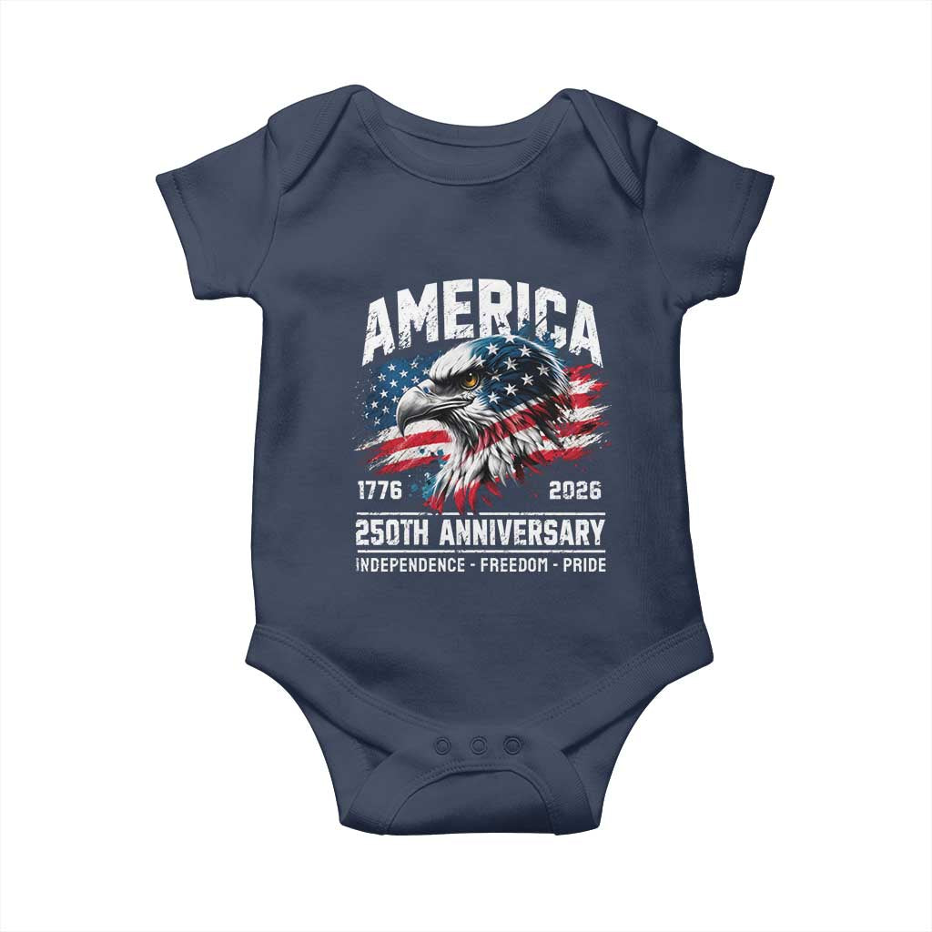America 250th Anniversary Baby Onesie USA Patriotic Eagle 1776 2026 Independence Freedom Pride TS11 Navy Print Your Wear