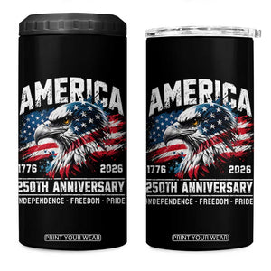 America 250th Anniversary 4 in 1 Can Cooler Tumbler USA Patriotic Eagle 1776 2026 Independence Freedom Pride TS11 One Size: 16 oz Black Print Your Wear