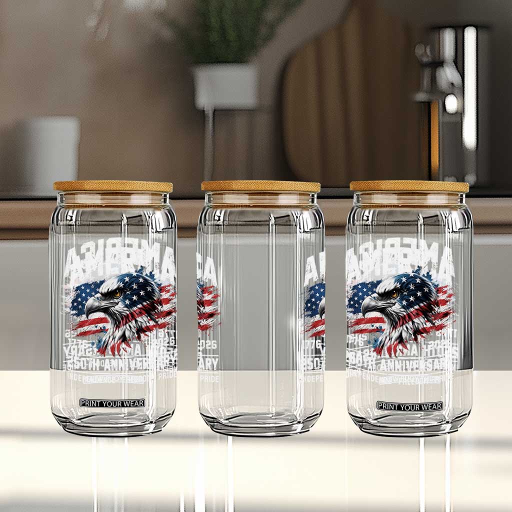 America 250th Anniversary Glass Can USA Patriotic Eagle 1776 2026 Independence Freedom Pride TS11 Print Your Wear