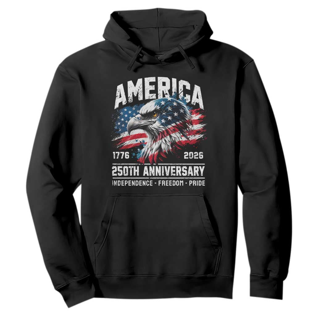 America 250th Anniversary Hoodie USA Patriotic Eagle 1776 2026 Independence Freedom Pride TS11 Black Print Your Wear