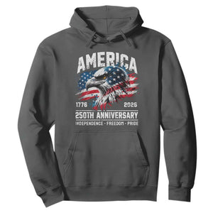 America 250th Anniversary Hoodie USA Patriotic Eagle 1776 2026 Independence Freedom Pride TS11 Dark Heather Print Your Wear