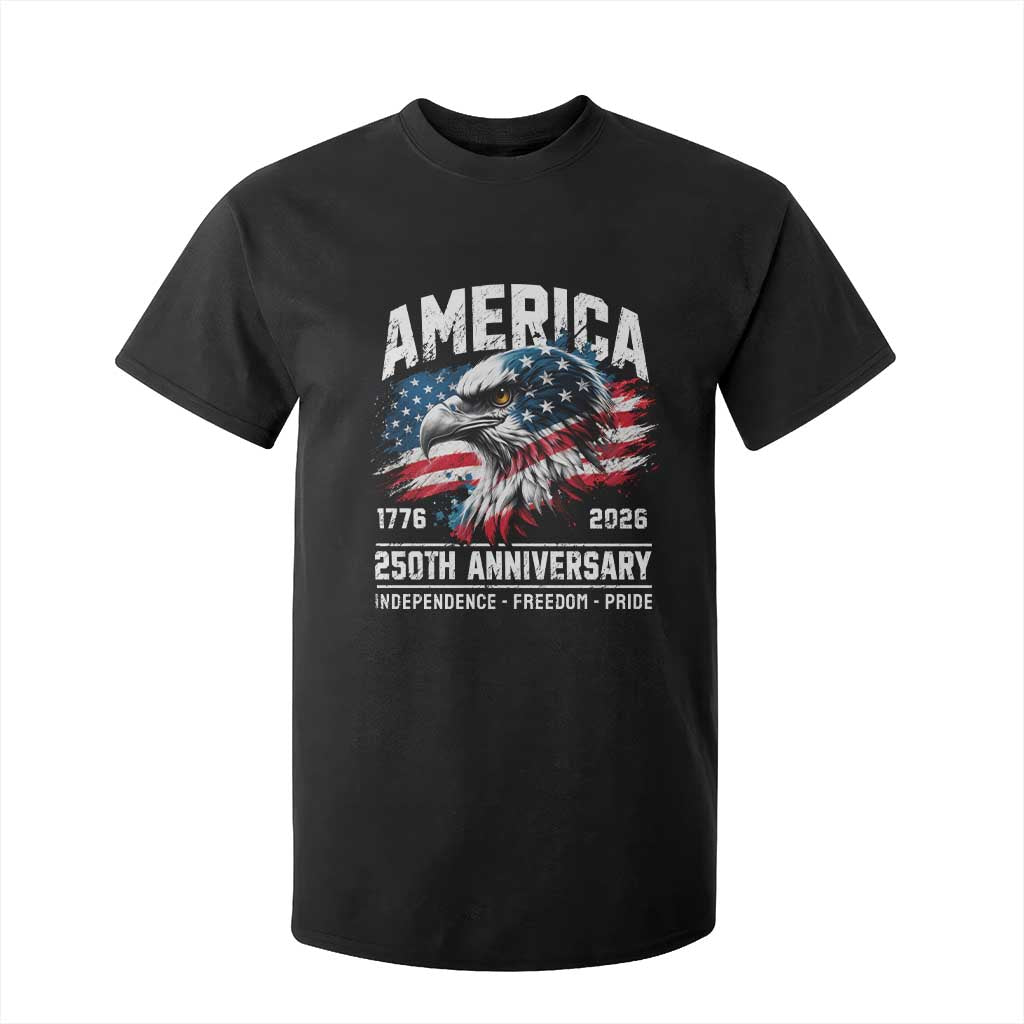 America 250th Anniversary T Shirt For Kid USA Patriotic Eagle 1776 2026 Independence Freedom Pride TS11 Black Print Your Wear