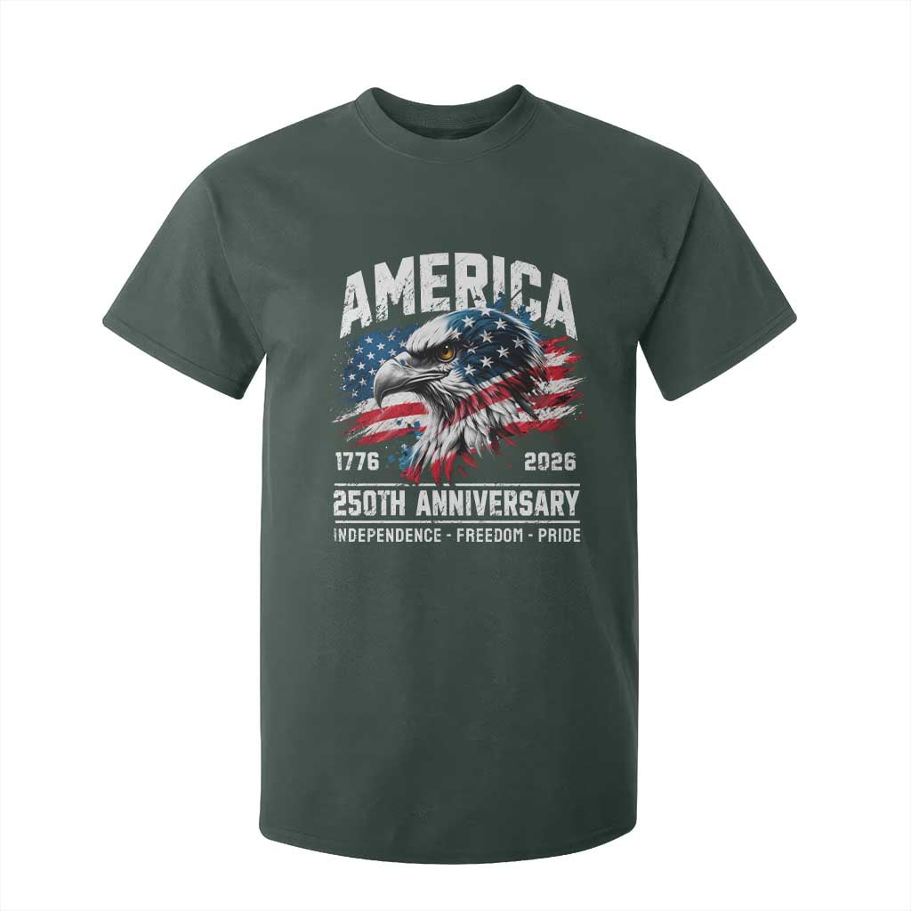 America 250th Anniversary T Shirt For Kid USA Patriotic Eagle 1776 2026 Independence Freedom Pride TS11 Dark Forest Green Print Your Wear
