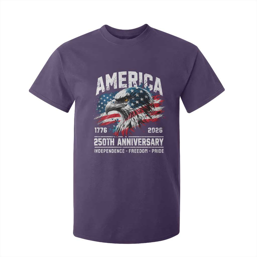 America 250th Anniversary T Shirt For Kid USA Patriotic Eagle 1776 2026 Independence Freedom Pride TS11 Purple Print Your Wear