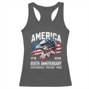 America 250th Anniversary Racerback Tank Top USA Patriotic Eagle 1776 2026 Independence Freedom Pride TS11 Dark Heather Print Your Wear