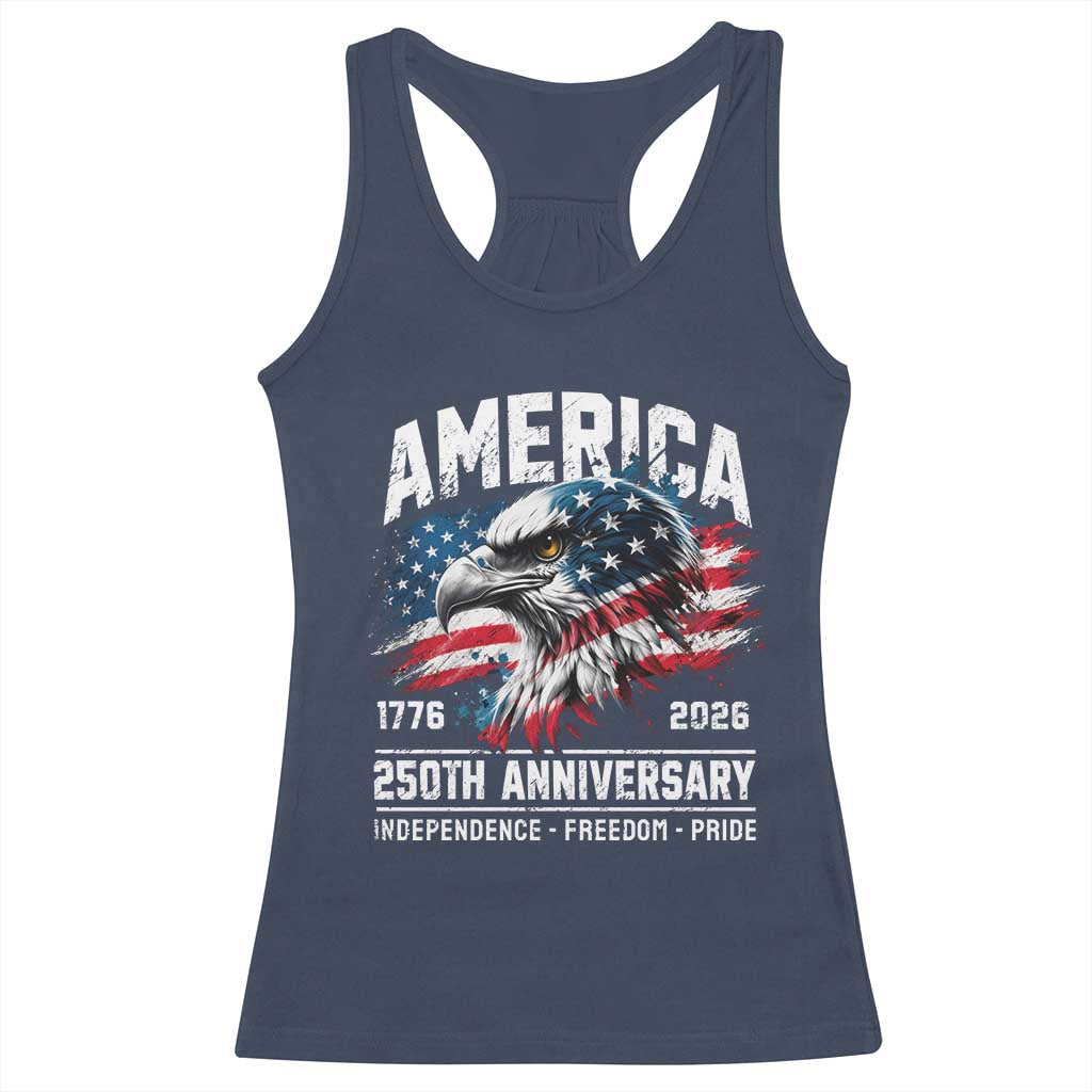America 250th Anniversary Racerback Tank Top USA Patriotic Eagle 1776 2026 Independence Freedom Pride TS11 Navy Print Your Wear