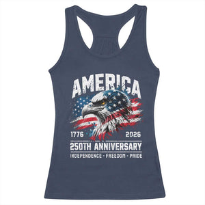 America 250th Anniversary Racerback Tank Top USA Patriotic Eagle 1776 2026 Independence Freedom Pride TS11 Navy Print Your Wear