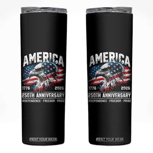 America 250th Anniversary Skinny Tumbler USA Patriotic Eagle 1776 2026 Independence Freedom Pride TS11 Black Print Your Wear