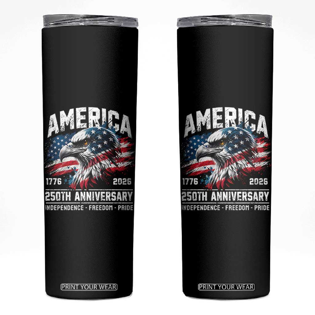 America 250th Anniversary Skinny Tumbler USA Patriotic Eagle 1776 2026 Independence Freedom Pride TS11 Black Print Your Wear