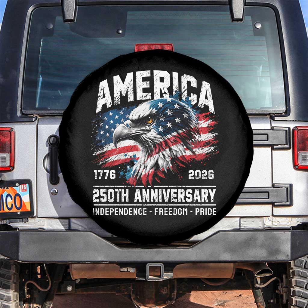 America 250th Anniversary Spare Tire Cover USA Patriotic Eagle 1776 2026 Independence Freedom Pride TS11 No hole Black Print Your Wear